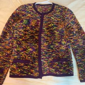 Multicolor Knit Cardigan with Button Detail